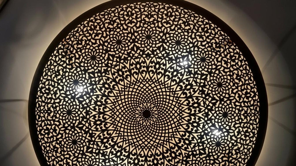 Handmade Moroccan Brass Wall Light, Geometric Sconce