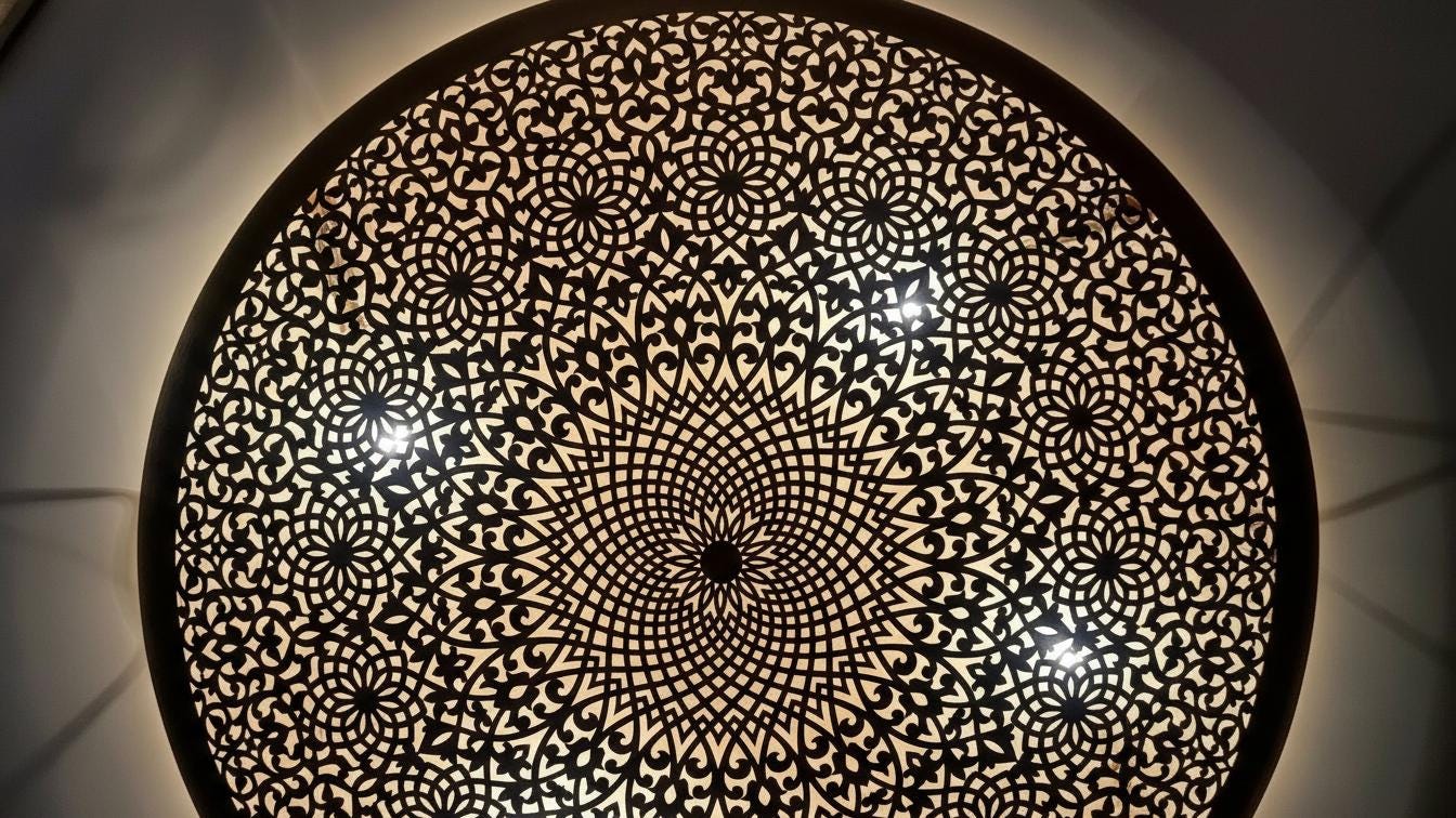 Handmade Moroccan Brass Wall Light, Geometric Sconce