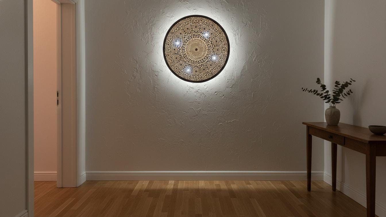 Handmade Moroccan Brass Flush Mount Ceiling Light - Engraved Geometric Fixture