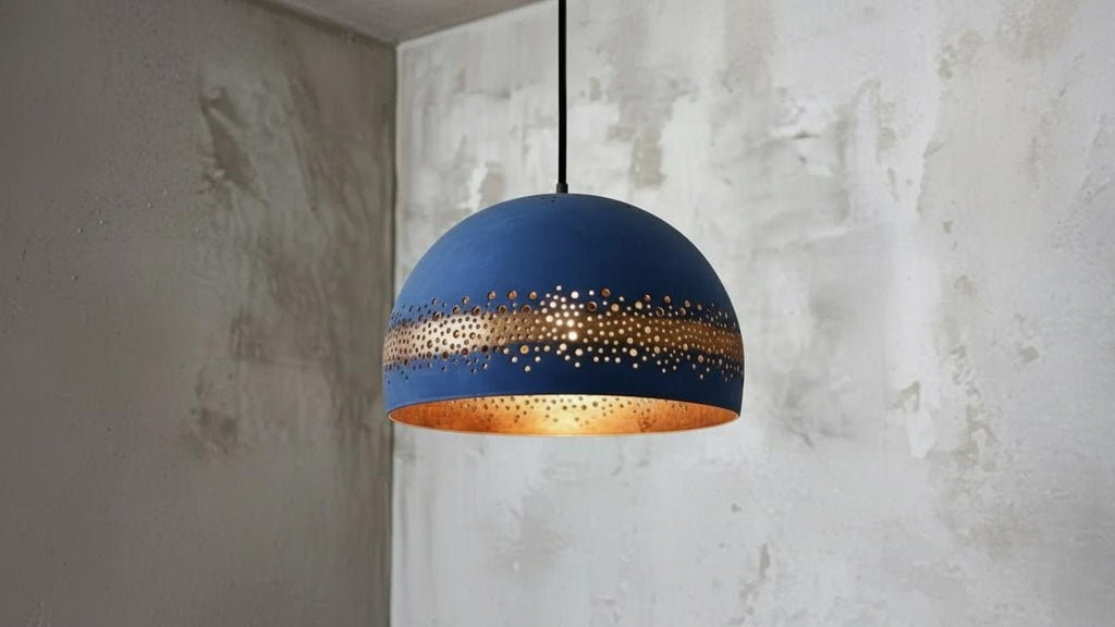 Blue Patina Copper Dome Pendant Light , Rustic Farmhouse Lighting, Hanging Pendant Lighting, Kitchen Island Lighting, Ceiling Light Fixture