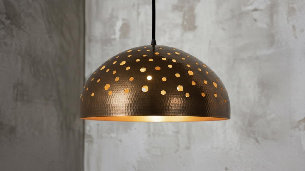 Handmade Copper Dome Pendant Light, Moroccan Perforated Ceiling Lamp ,Oxidized Farmhouse Ceiling Light, Rustic Kitchen Island Fixture
