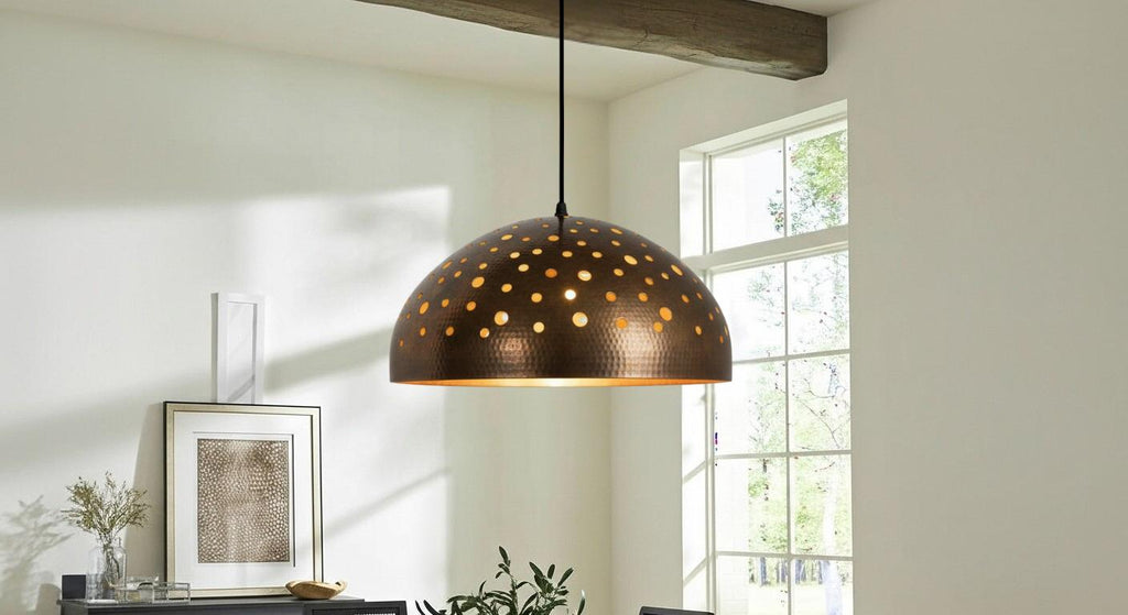 Handmade Copper Dome Pendant Light, Moroccan Perforated Ceiling Lamp ,Oxidized Farmhouse Ceiling Light, Rustic Kitchen Island Fixture