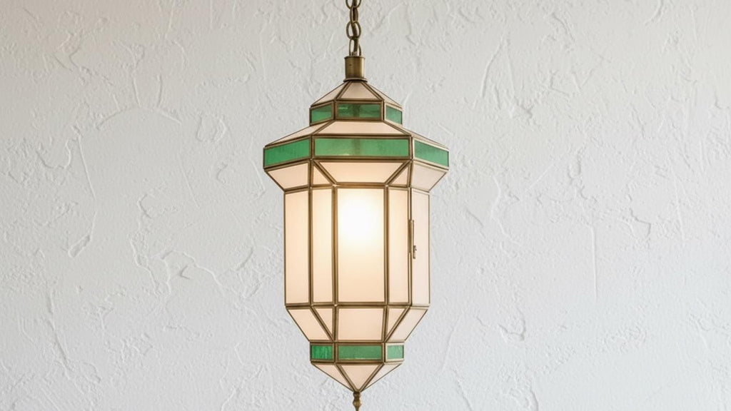 Handmade Moroccan Brass Pendant Light: Milk Glass Filigrain Lighting