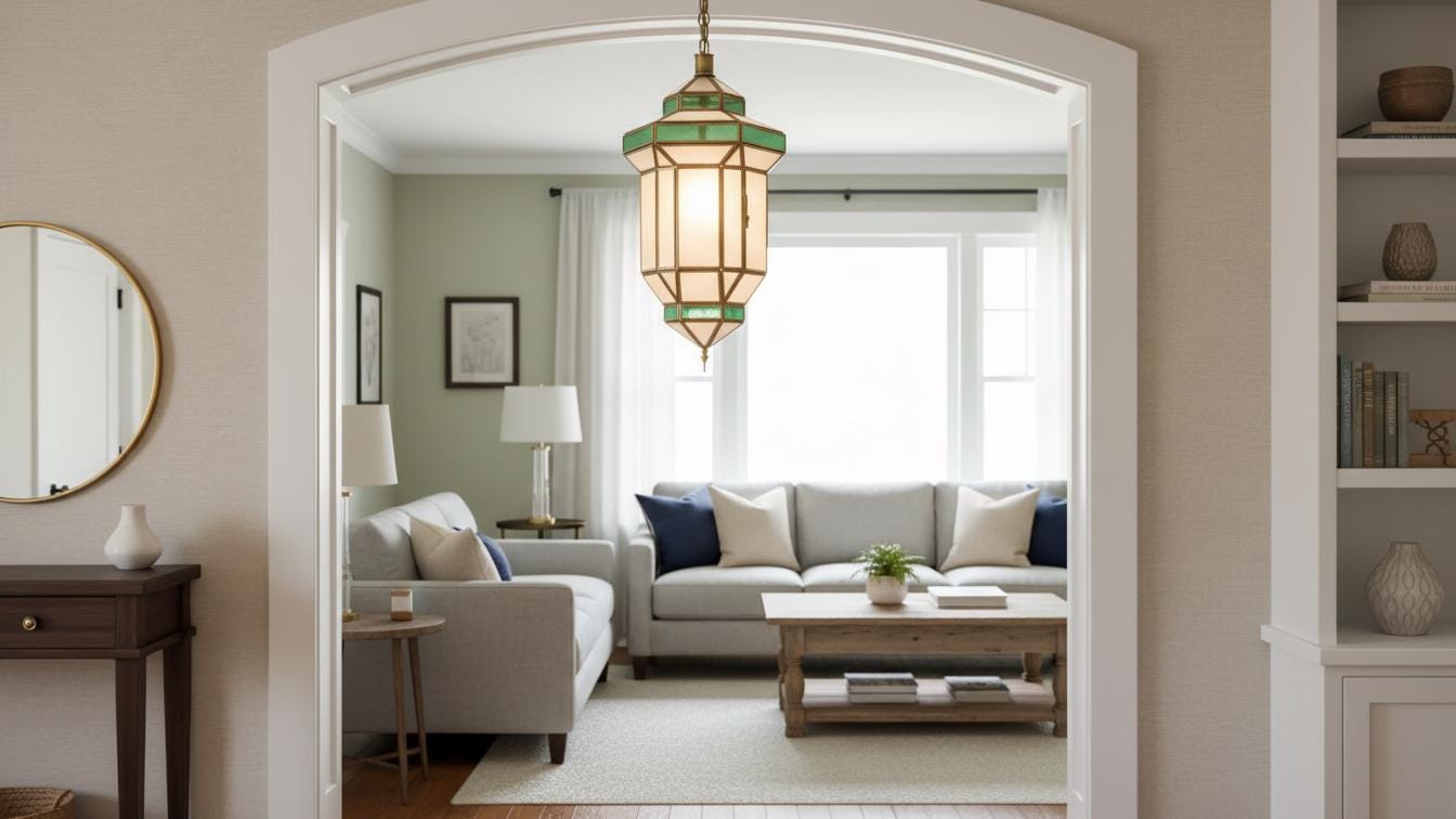 Handmade Moroccan Brass Pendant Light: Milk Glass Filigrain Lighting