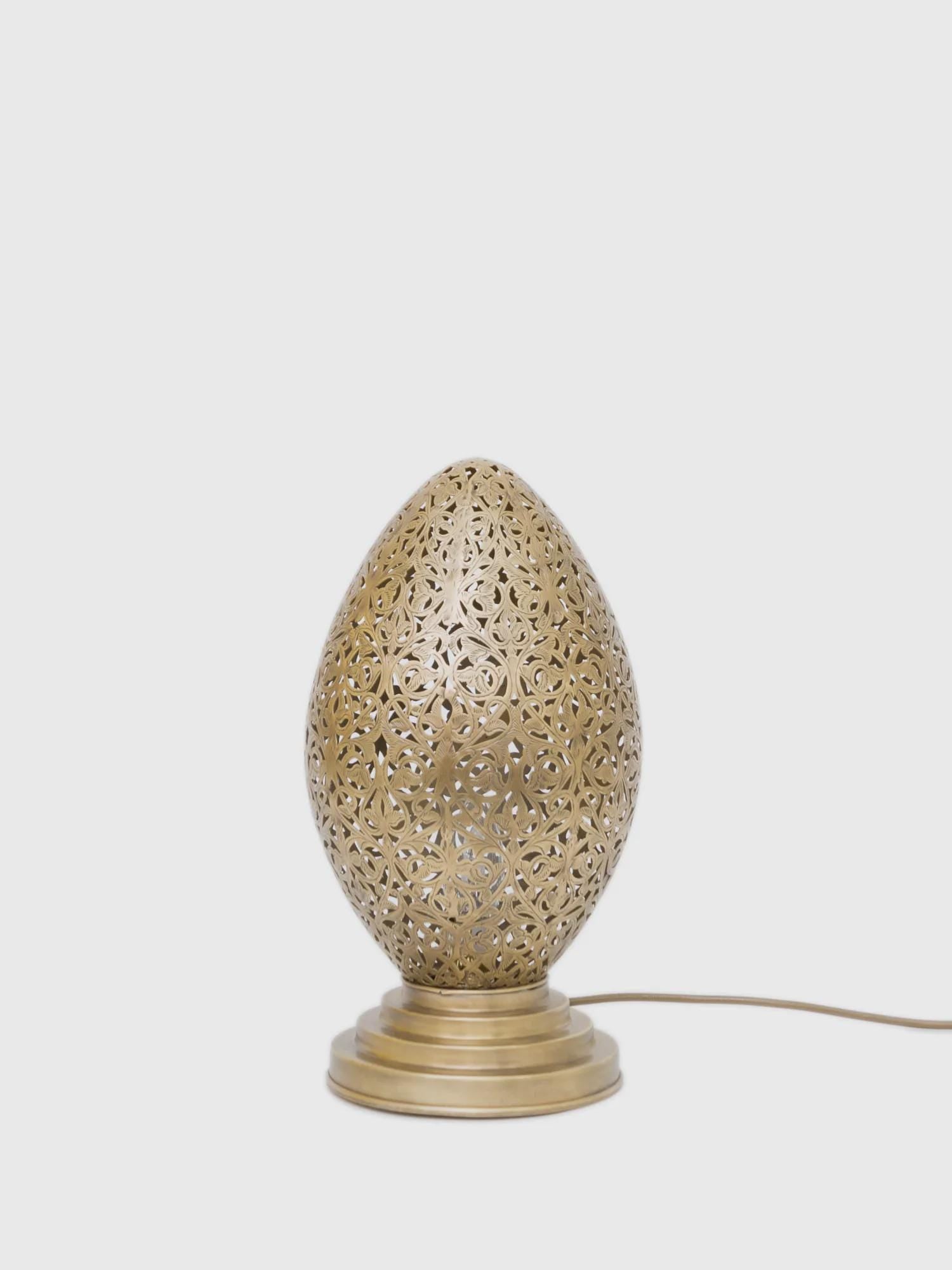 Handmade Moroccan Brass Table Lamp, Art Deco Night Light