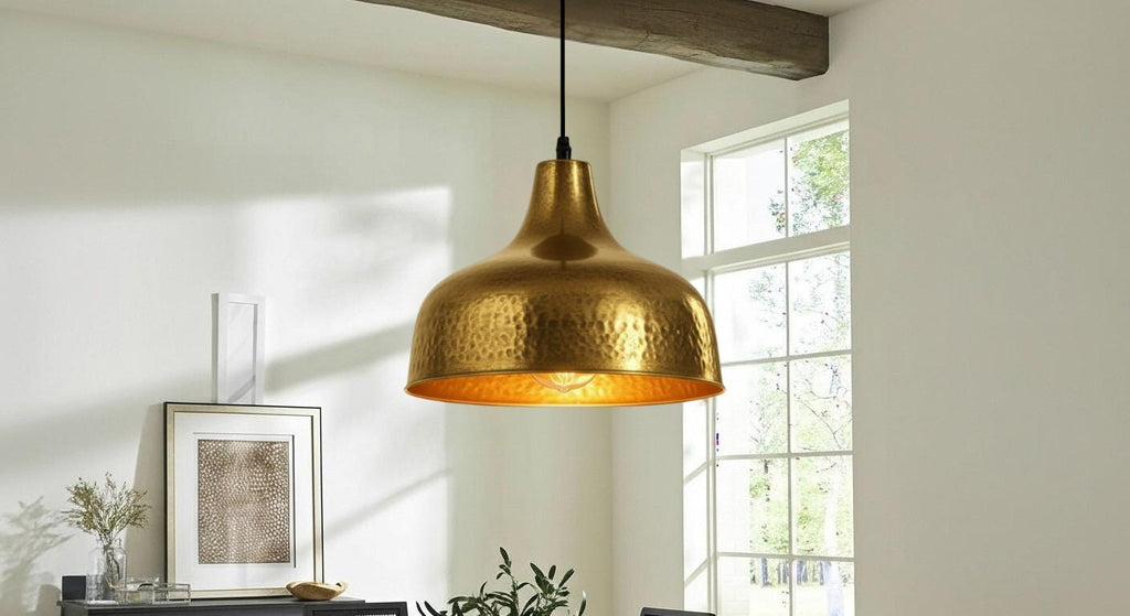 Moroccan Hammered Brass Pendant Light, Handmade Copper Dome Ceiling Fixture, Boho Island Kitchen Hanging Lamp