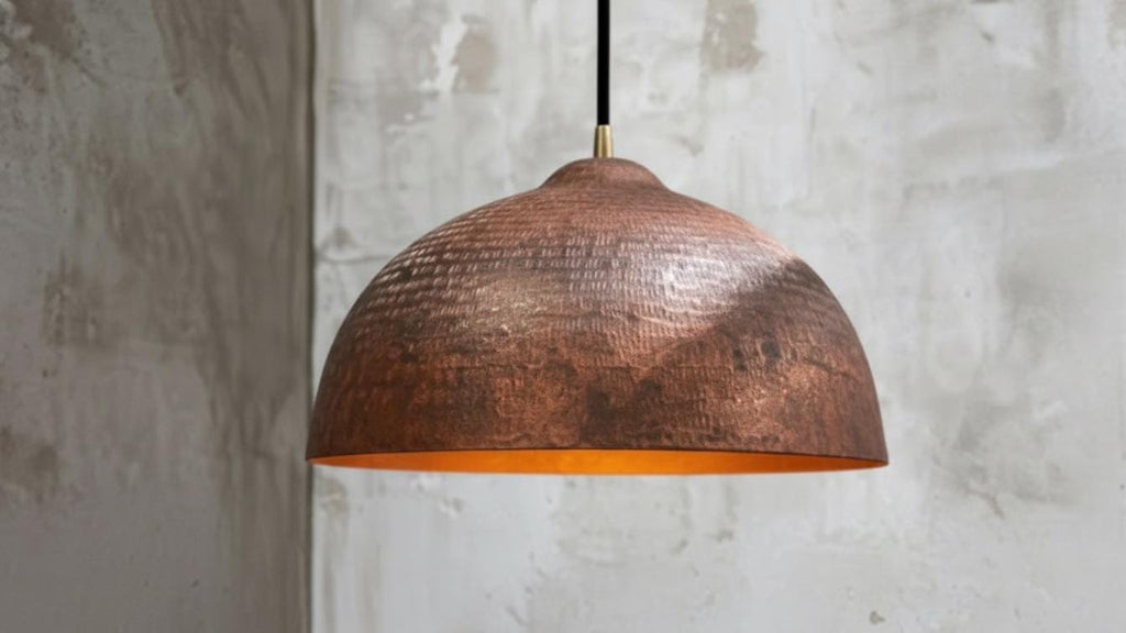 Handmade Hammered Copper Pendant Light - Rustic Copper Dome Pendant Light - Moroccan Boho Farmhouse Lamp - Rustic Chandelier Dining Room