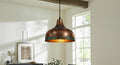 Oxidized Copper Dome Pendant Light – Handcrafted Green Patina Farmhouse Ceiling Fixture, Moroccan Copper Hanging Lamp