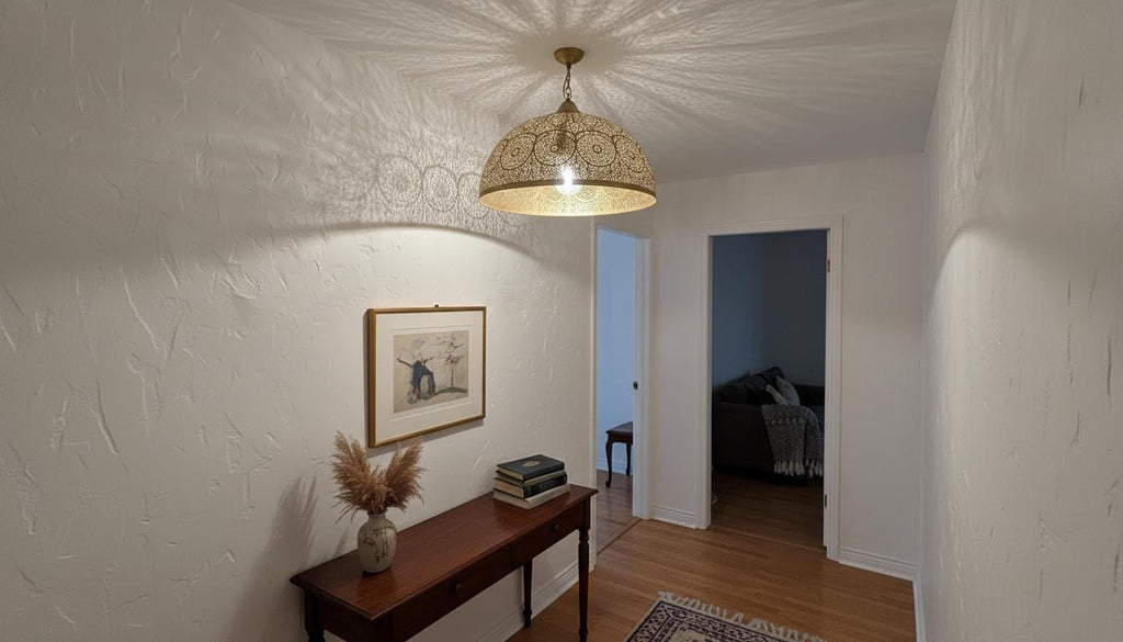 Moroccan Brass Pendant Light,Handcrafted Perforated Hanging Lamp,Handmade Hanging Light Fixture, Minimal Pendant Lighting ,Boho Ceiling Lamp