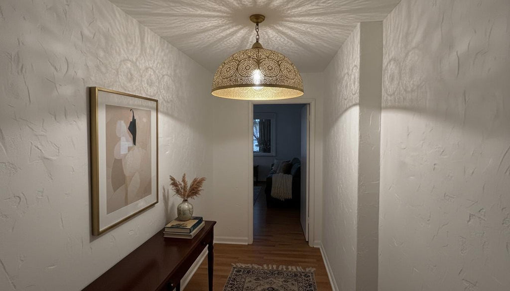 Moroccan Brass Pendant Light,Handcrafted Perforated Hanging Lamp,Handmade Hanging Light Fixture, Minimal Pendant Lighting ,Boho Ceiling Lamp