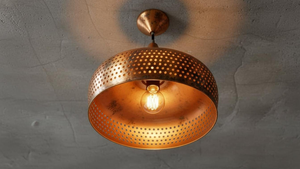 Copper Dome Pendant Light, Handmade Copper Ceiling Lamp, Aged Copper Pendant Lamp, Rustic Farmhouse Kitchen Island Lighting ,Dome Ceiling