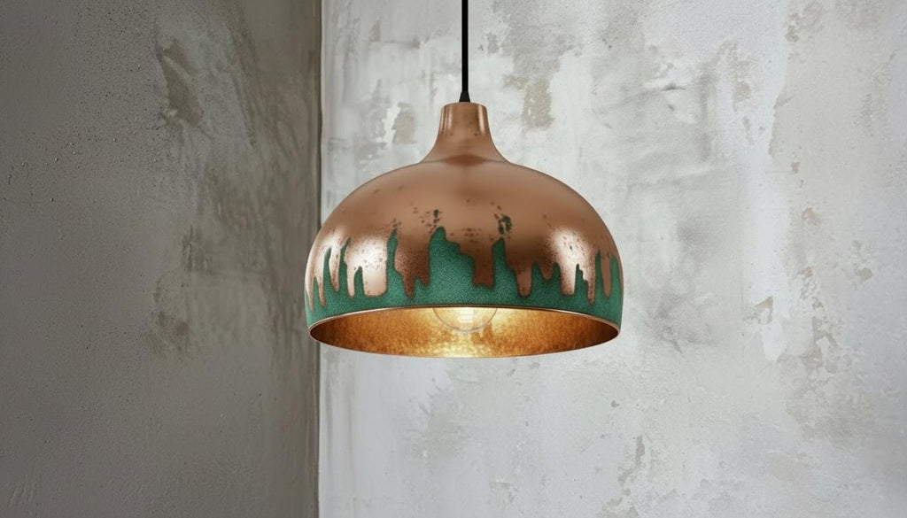 Verdigris Copper Pendant Light – Handmade Copper Dome Pendant Light – Green Patina Moroccan Ceiling Lamp –Rustic Farmhouse Lighting