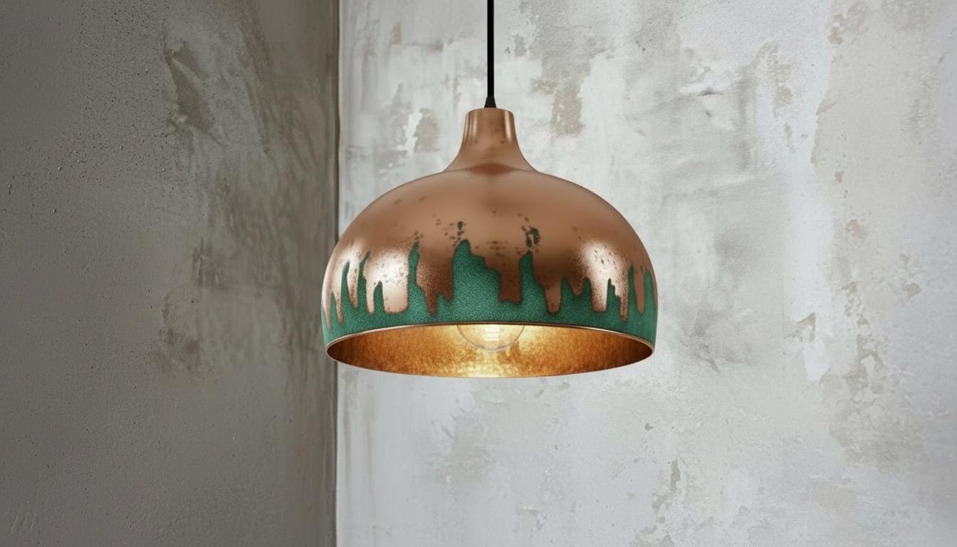 Verdigris Copper Pendant Light – Handmade Copper Dome Pendant Light – Green Patina Moroccan Ceiling Lamp –Rustic Farmhouse Lighting