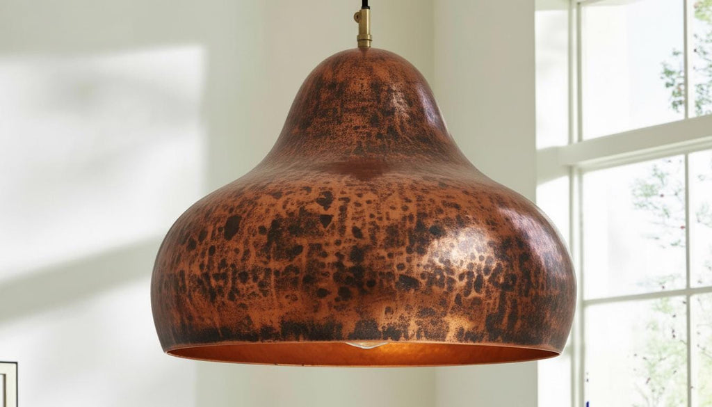 Handmade Copper Dome Pendant Light ,Oxidized Copper Dome Pendant, Organic Modern Ceiling Lamp for Farmhouse Kitchen Lighting Decor