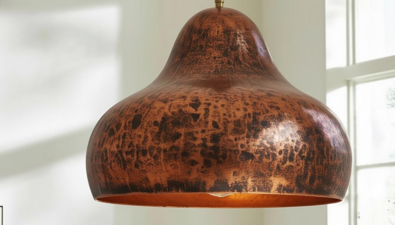 Handmade Copper Dome Pendant Light ,Oxidized Copper Dome Pendant, Organic Modern Ceiling Lamp for Farmhouse Kitchen Lighting Decor
