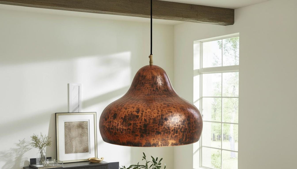 Handmade Copper Dome Pendant Light ,Oxidized Copper Dome Pendant, Organic Modern Ceiling Lamp for Farmhouse Kitchen Lighting Decor