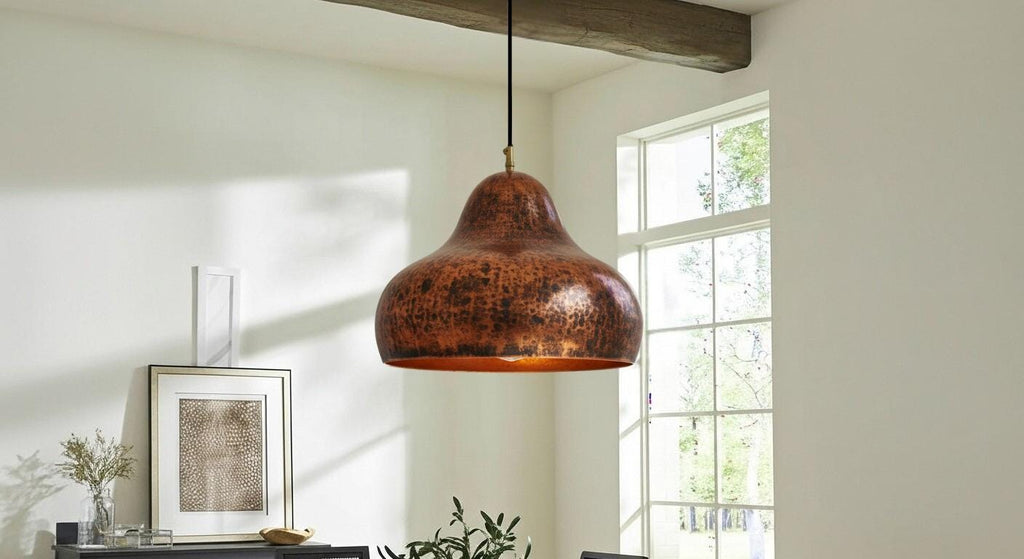 Handmade Copper Dome Pendant Light ,Oxidized Copper Dome Pendant, Organic Modern Ceiling Lamp for Farmhouse Kitchen Lighting Decor