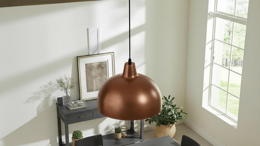 Handcrafted Copper Dome Pendant Light, Moroccan Perforated Ceiling Lamp