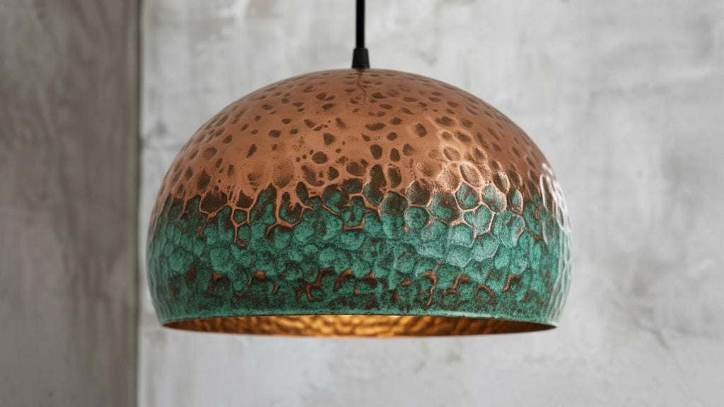 Modern Copper Dome Pendant Lamp Green Patina, Hammerd Dome Lamp, Ceiling Dome Lamp, Copper Dome Light fixture, Rustic Chandelier