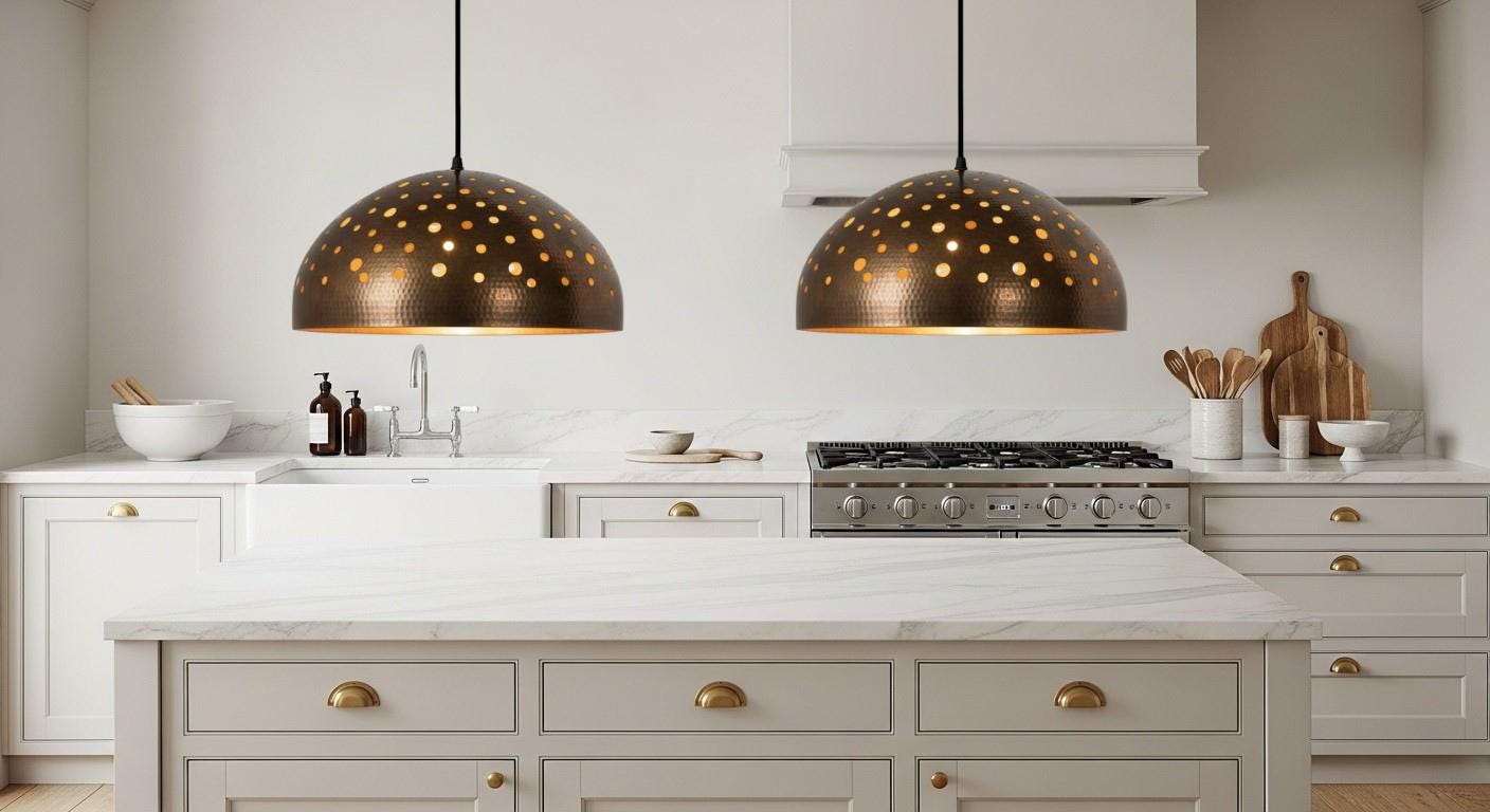 Handmade Copper Dome Pendant Light, Moroccan Perforated Ceiling Lamp ,Oxidized Farmhouse Ceiling Light, Rustic Kitchen Island Fixture