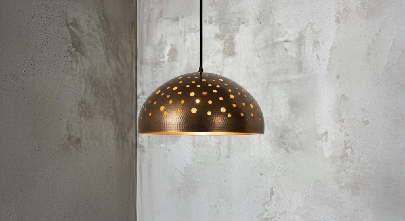Handmade Copper Dome Pendant Light, Moroccan Perforated Ceiling Lamp ,Oxidized Farmhouse Ceiling Light, Rustic Kitchen Island Fixture