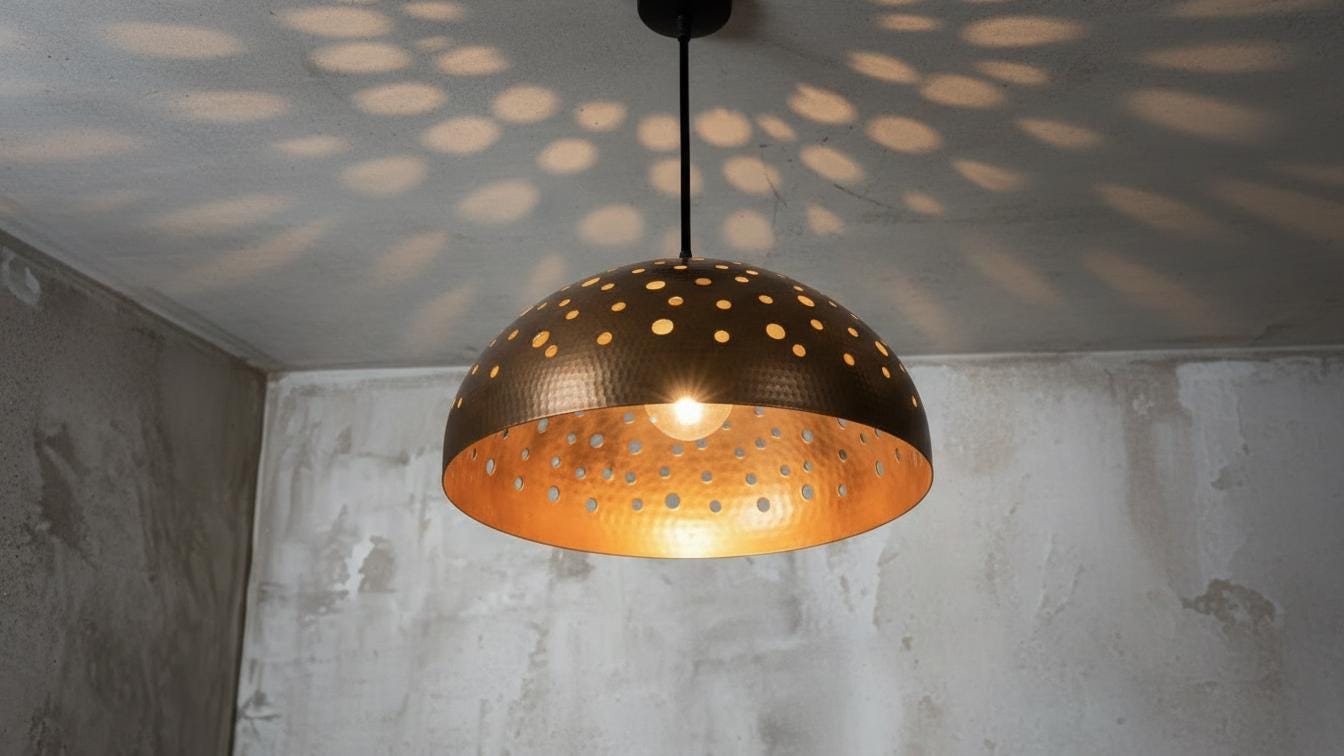 Handmade Copper Dome Pendant Light, Moroccan Perforated Ceiling Lamp ,Oxidized Farmhouse Ceiling Light, Rustic Kitchen Island Fixture