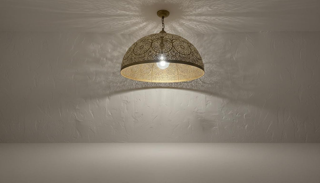 Moroccan Brass Pendant Light,Handcrafted Perforated Hanging Lamp,Handmade Hanging Light Fixture, Minimal Pendant Lighting ,Boho Ceiling Lamp