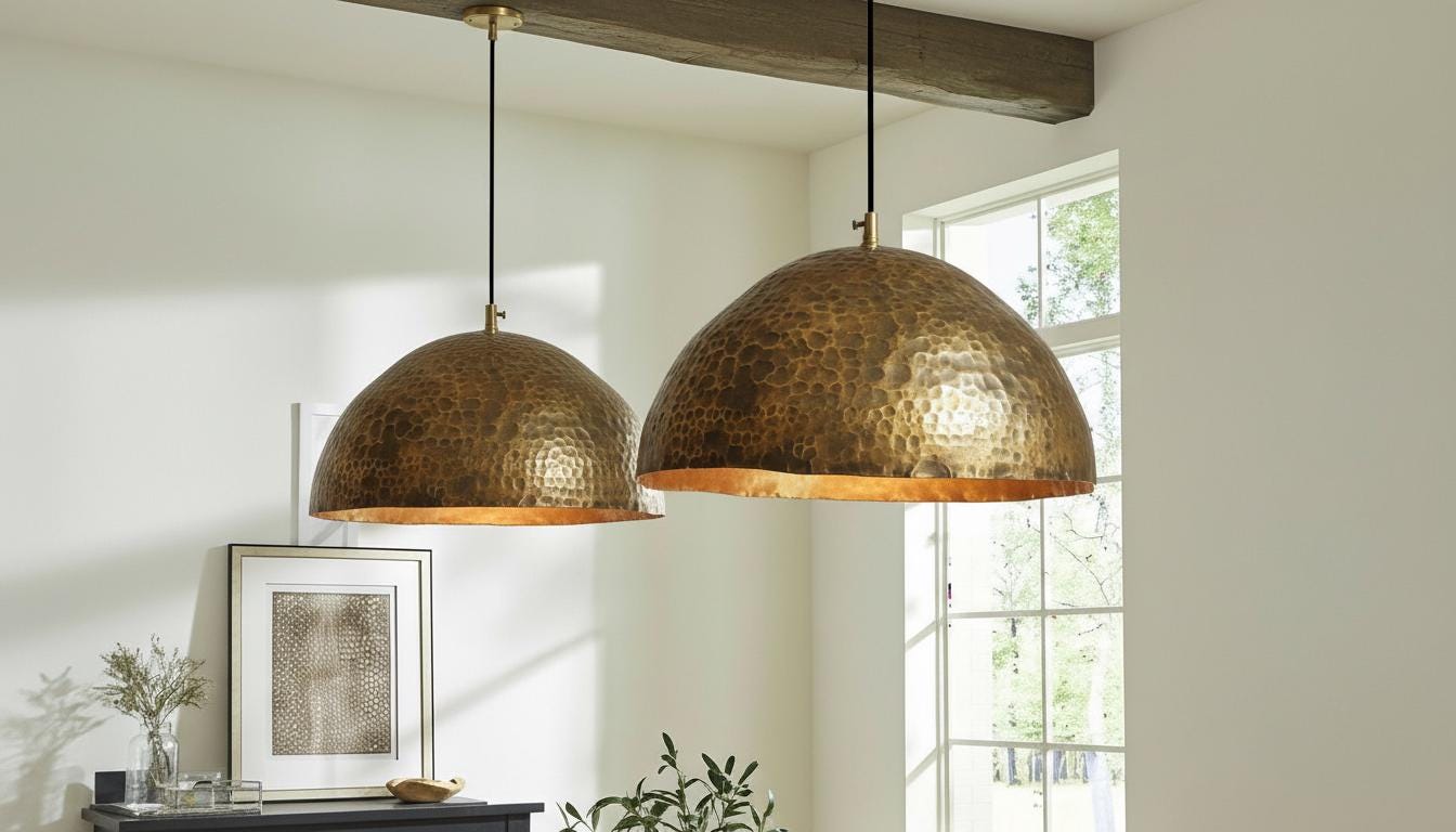 Handcrafted Oxidized Copper Dome Pendant Light Moroccan Ceiling Fixture Rustic Farmhouse Kitchen Island Hanging Light