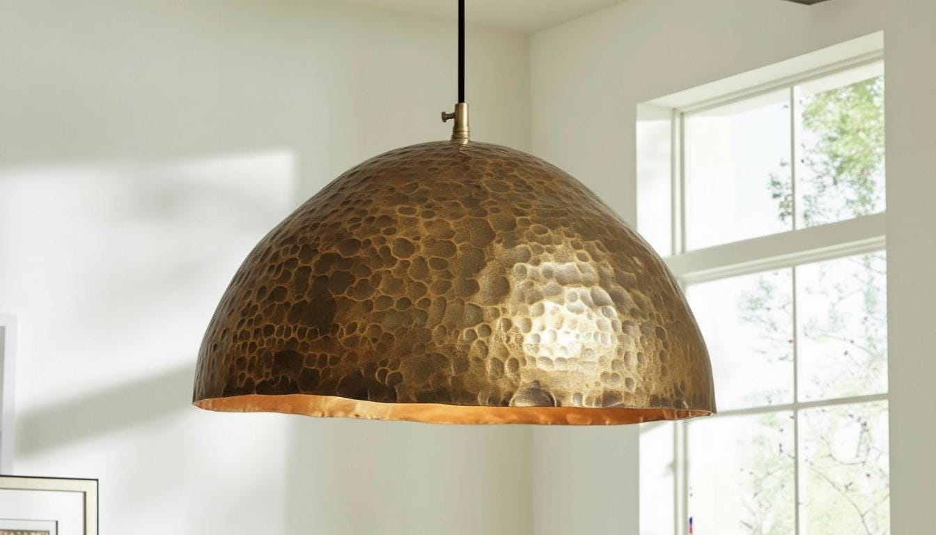 Handcrafted Oxidized Copper Dome Pendant Light Moroccan Ceiling Fixture Rustic Farmhouse Kitchen Island Hanging Light