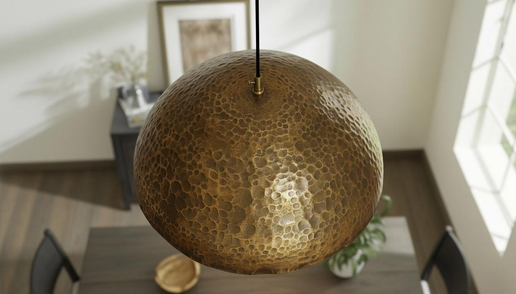 Handcrafted Oxidized Copper Dome Pendant Light Moroccan Ceiling Fixture Rustic Farmhouse Kitchen Island Hanging Light