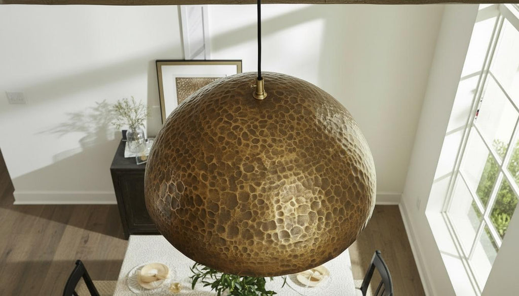 Handcrafted Oxidized Copper Dome Pendant Light Moroccan Ceiling Fixture Rustic Farmhouse Kitchen Island Hanging Light