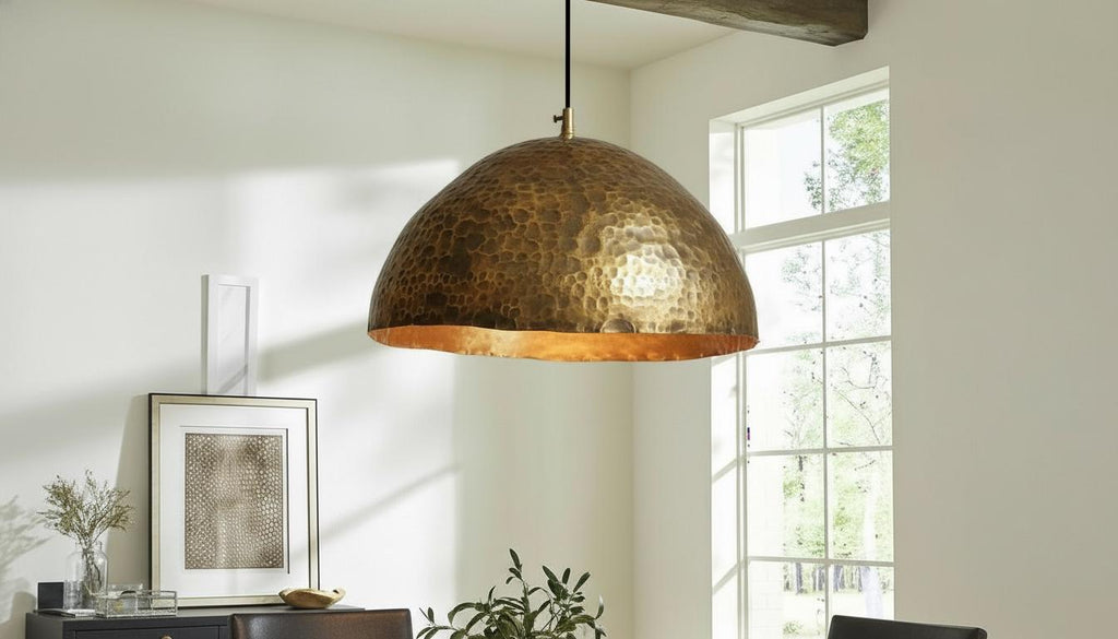 Handcrafted Oxidized Copper Dome Pendant Light Moroccan Ceiling Fixture Rustic Farmhouse Kitchen Island Hanging Light