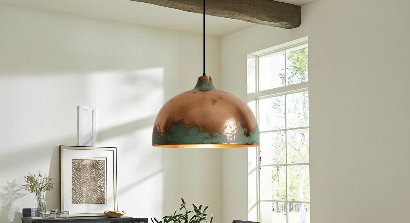 Handmade Copper Dome Pendant Light, Moroccan Perforated Lighting