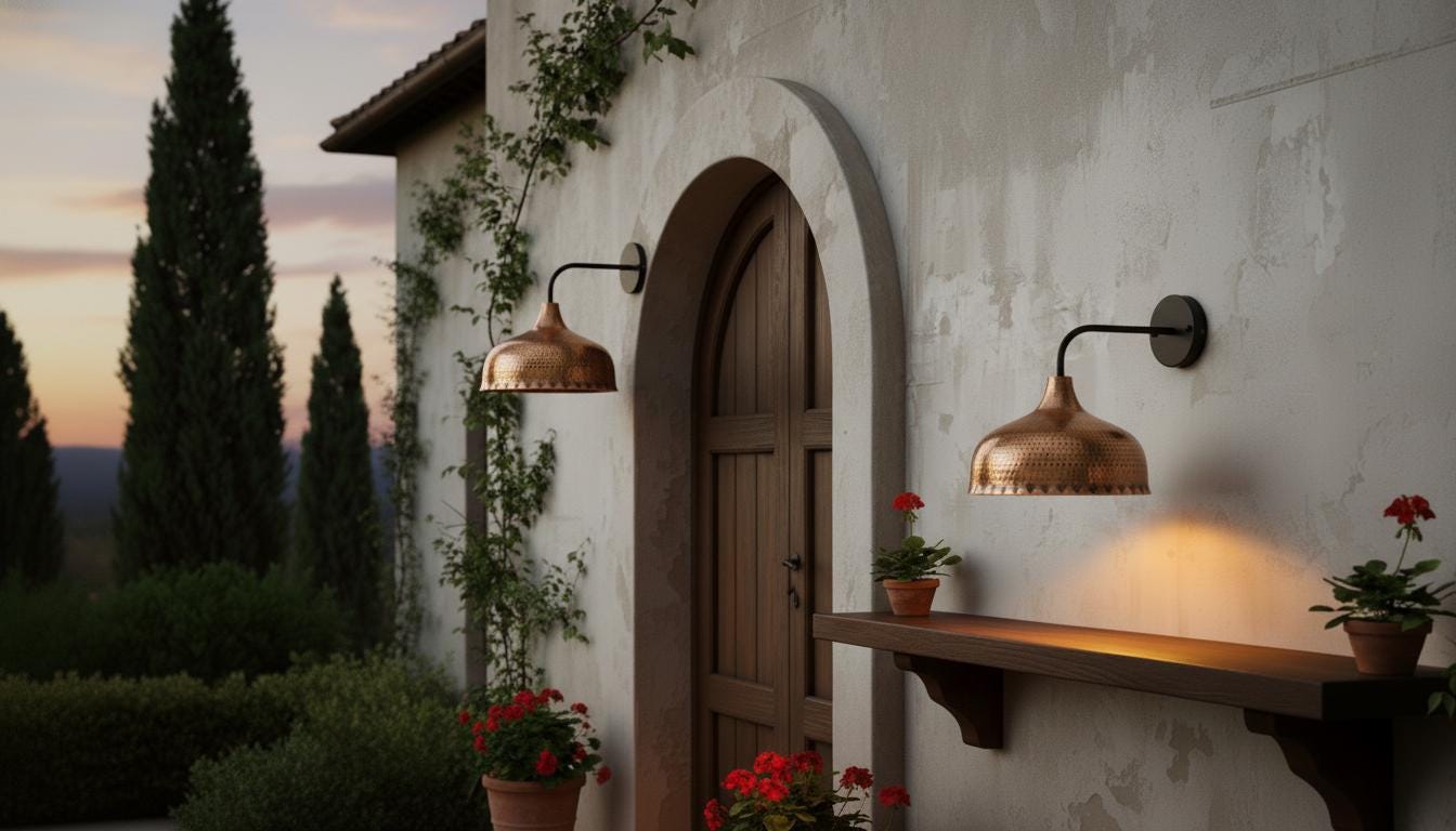 Perforated Oxidized Copper Wall Lamp – Handmade Green Patina Wall Sconce, Vintage Moroccan Pierced Brass-Style Light, Handcrafted Wall Fixture
