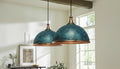 Set of 2 Blue Patina Copper Dome Pendant Light - Rustic Farmhouse Chandelier - -Modern Copper Ceiling - Rustic Copper