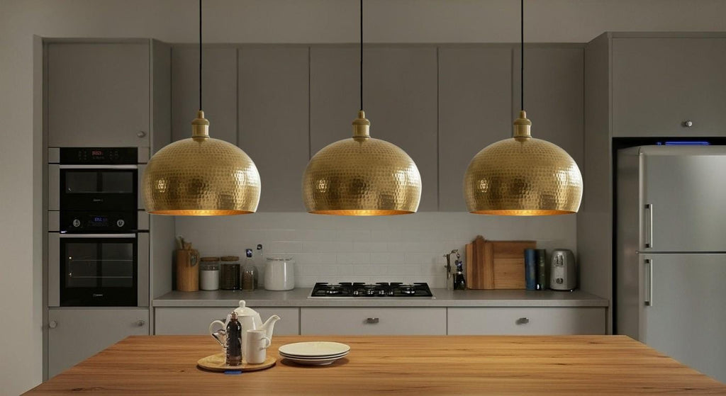 Handmade Hammered Brass Pendant Light – Moroccan Farmhouse Chandelier –  Industrial Ceiling Light – Dome Ceiling