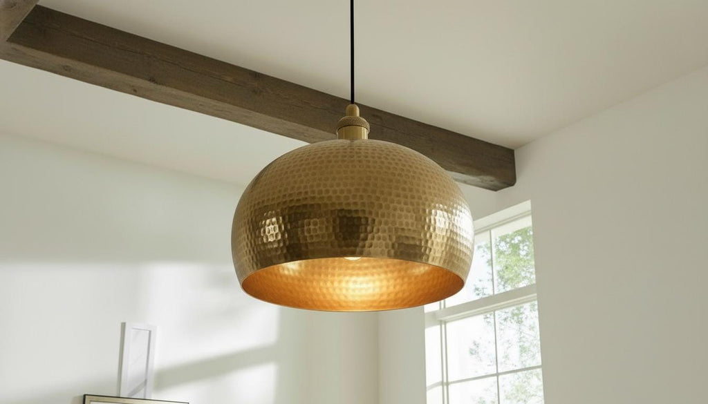 Handmade Hammered Brass Pendant Light – Moroccan Farmhouse Chandelier –  Industrial Ceiling Light – Dome Ceiling
