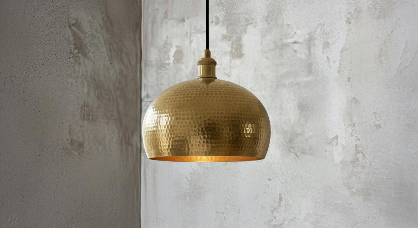 Set of 2 Hammered Copper Dome Pendant Lights – Moroccan Boho Style