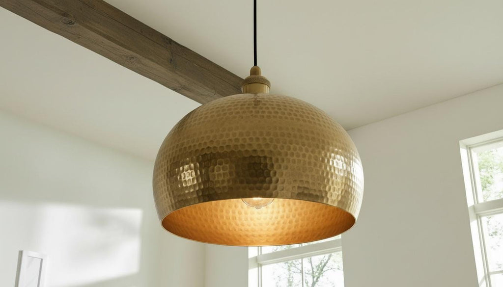 Handmade Hammered Brass Pendant Light – Moroccan Farmhouse Chandelier –  Industrial Ceiling Light – Dome Ceiling