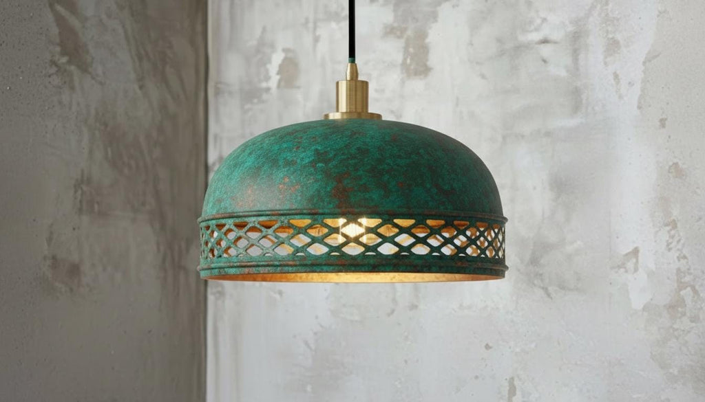 Oxidized Copper Dome Pendant ,Green Patina Copper Dome Pendant Light,Rustic Farmhouse Kitchen Lamp,Modern Copper Ceiling Dome Pendant Lamp