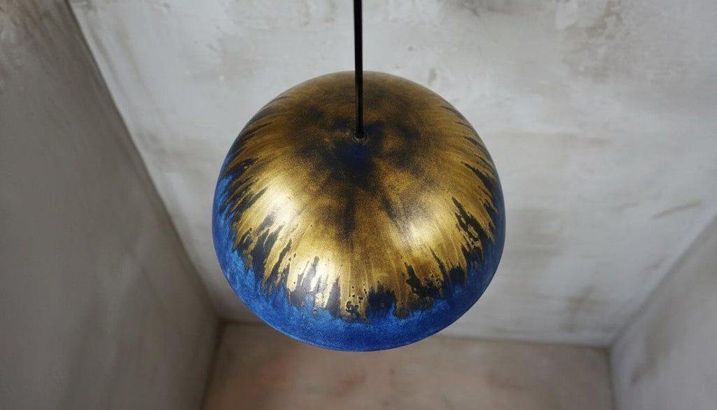 Oxidized Blue Patina Copper Dome Pendant Light, Moroccan Farmhouse Lighting , Kitchen Island -Modern Copper Ceiling