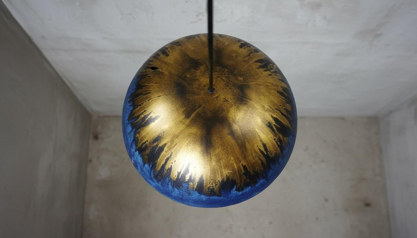 Oxidized Blue Patina Copper Dome Pendant Light, Moroccan Farmhouse Lighting , Kitchen Island -Modern Copper Ceiling