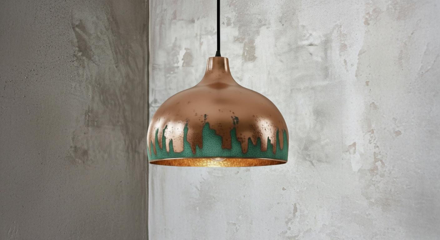 Verdigris Copper Pendant Light – Handmade Copper Dome Pendant Light – Green Patina Moroccan Ceiling Lamp –Rustic Farmhouse Lighting