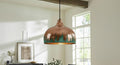 Verdigris Copper Pendant Light – Handmade Copper Dome Pendant Light – Green Patina Moroccan Ceiling Lamp –Rustic Farmhouse Lighting
