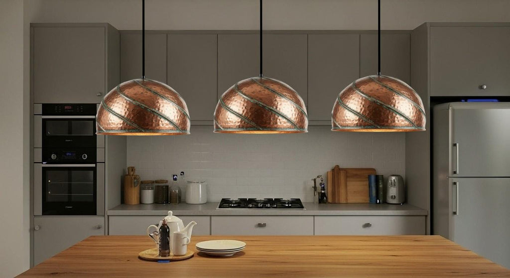 Handmade Green Verdigris Copper Pendant Lamp – Handmade Copper Dome Pendant Light – Green Patina Moroccan Ceiling Lamp – Farmhouse Lighting