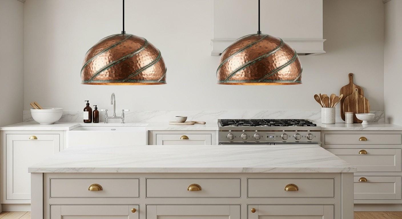 Handmade Green Verdigris Copper Pendant Lamp – Handmade Copper Dome Pendant Light – Green Patina Moroccan Ceiling Lamp – Farmhouse Lighting