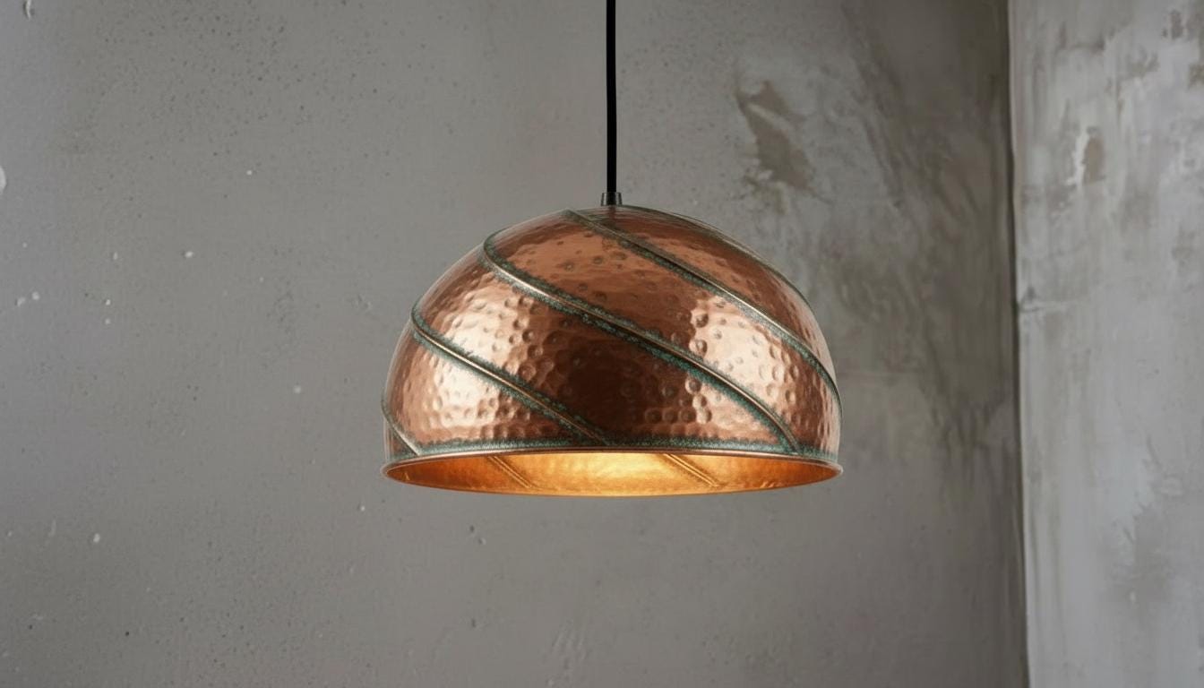 Handmade Green Verdigris Copper Pendant Lamp – Handmade Copper Dome Pendant Light – Green Patina Moroccan Ceiling Lamp – Farmhouse Lighting