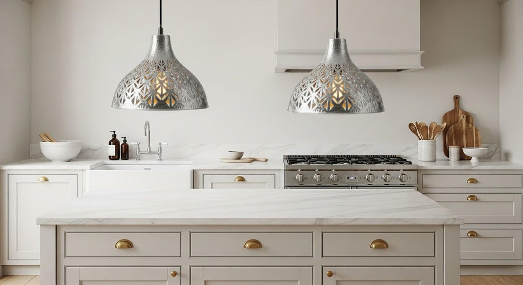 Silver Brass Pendant Lamp, Handmade Brass Dome Pendant Light, Hanging Ceiling Lamp , Dome Lamp ,Moroccan Lamp,Rustic Kitchen Island Lighting