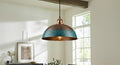 Blue Patina Copper Dome Pendant Light , Rustic Farmhouse Lighting, Hanging Pendant Lighting, Kitchen Island Lighting, Ceiling Light Fixture