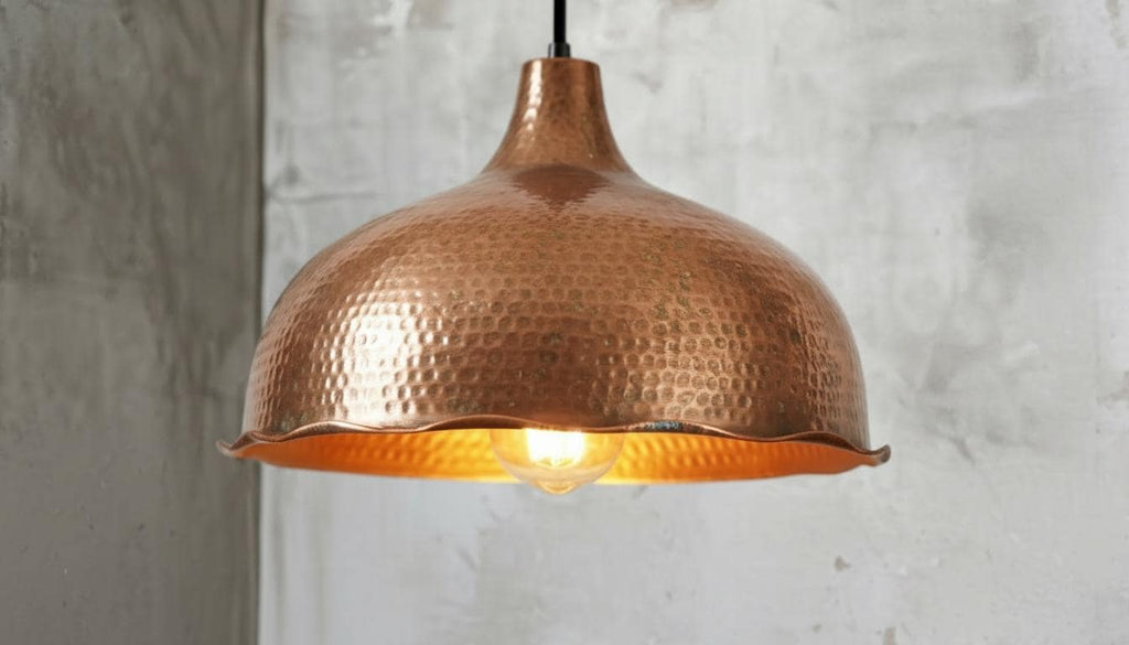 Handmade Hammered Copper Pendant Light - Rustic Copper Dome Pendant Light - Moroccan Boho Farmhouse Lamp - Rustic Chandelier Dining Room